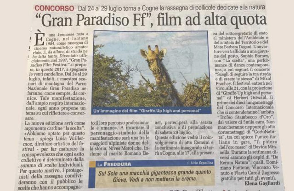 2017-07-13 La Stampa Gran Paradiso FF Film ad alta quota