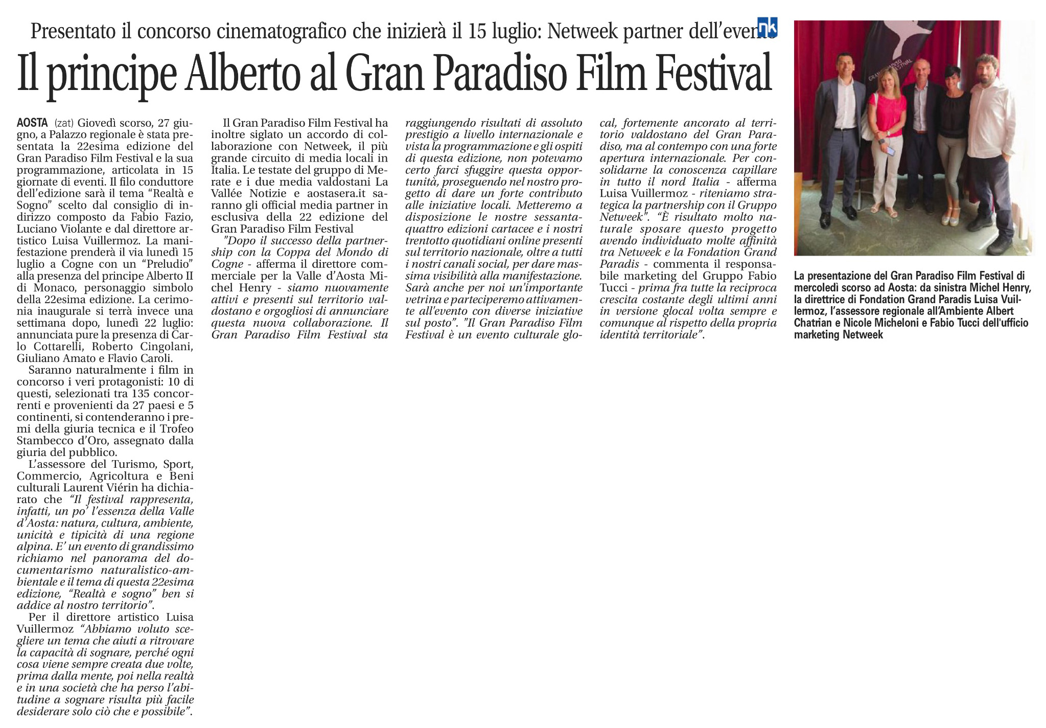 Il principe Alberto al Gran Paradiso Film Festival
